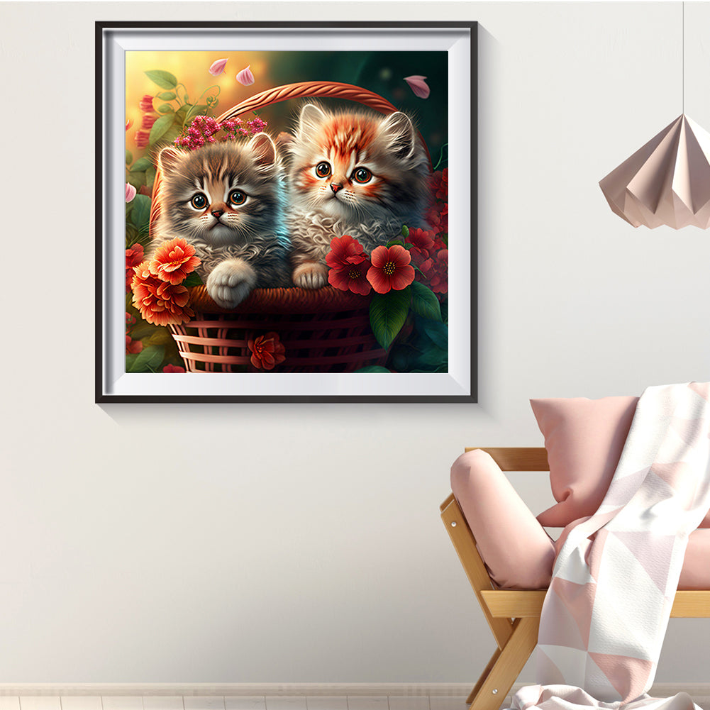 Cat In The Basket - Full Round Drill Diamond Painting 40*40CM