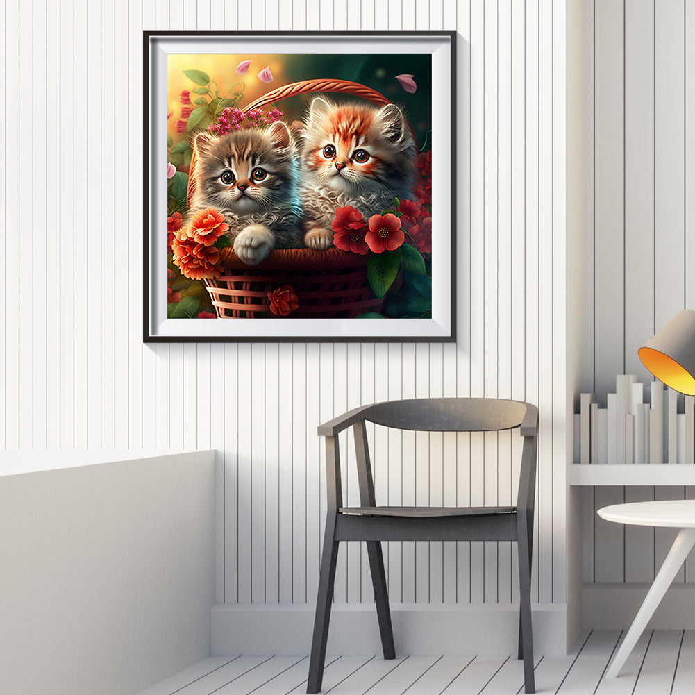 Cat In The Basket - Full Round Drill Diamond Painting 40*40CM