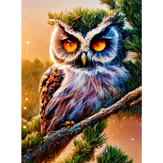 Owl On Branch - Full Round Drill Diamond Painting 30*40CM