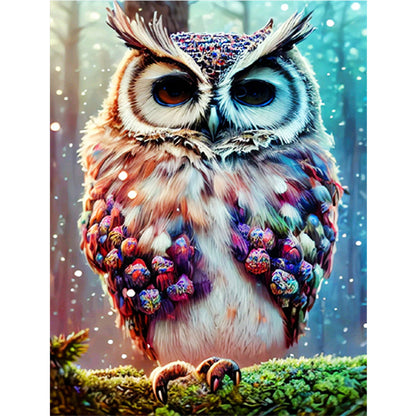 Owl On Branch - Full Round Drill Diamond Painting 30*40CM