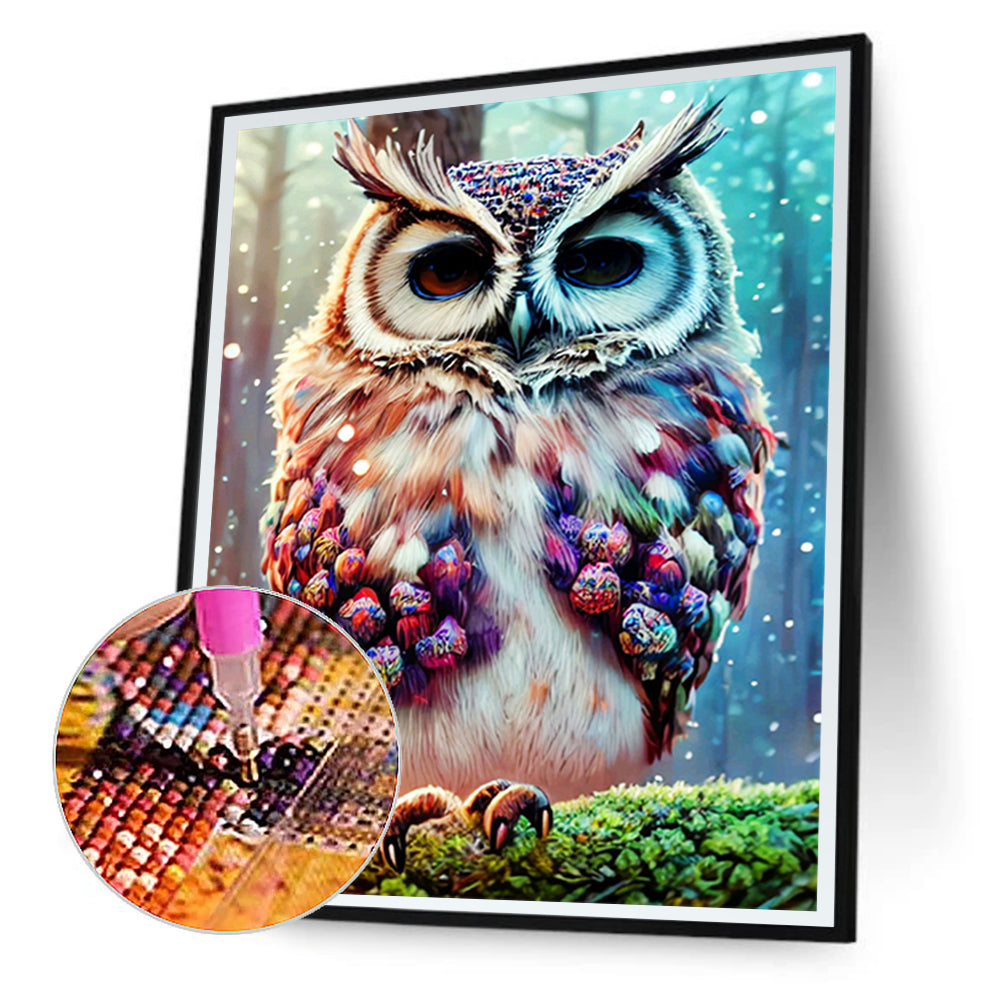 Owl On Branch - Full Round Drill Diamond Painting 30*40CM