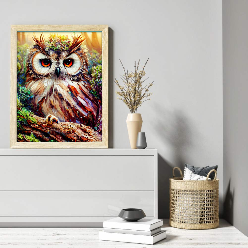 Owl On Branch - Full Round Drill Diamond Painting 30*40CM