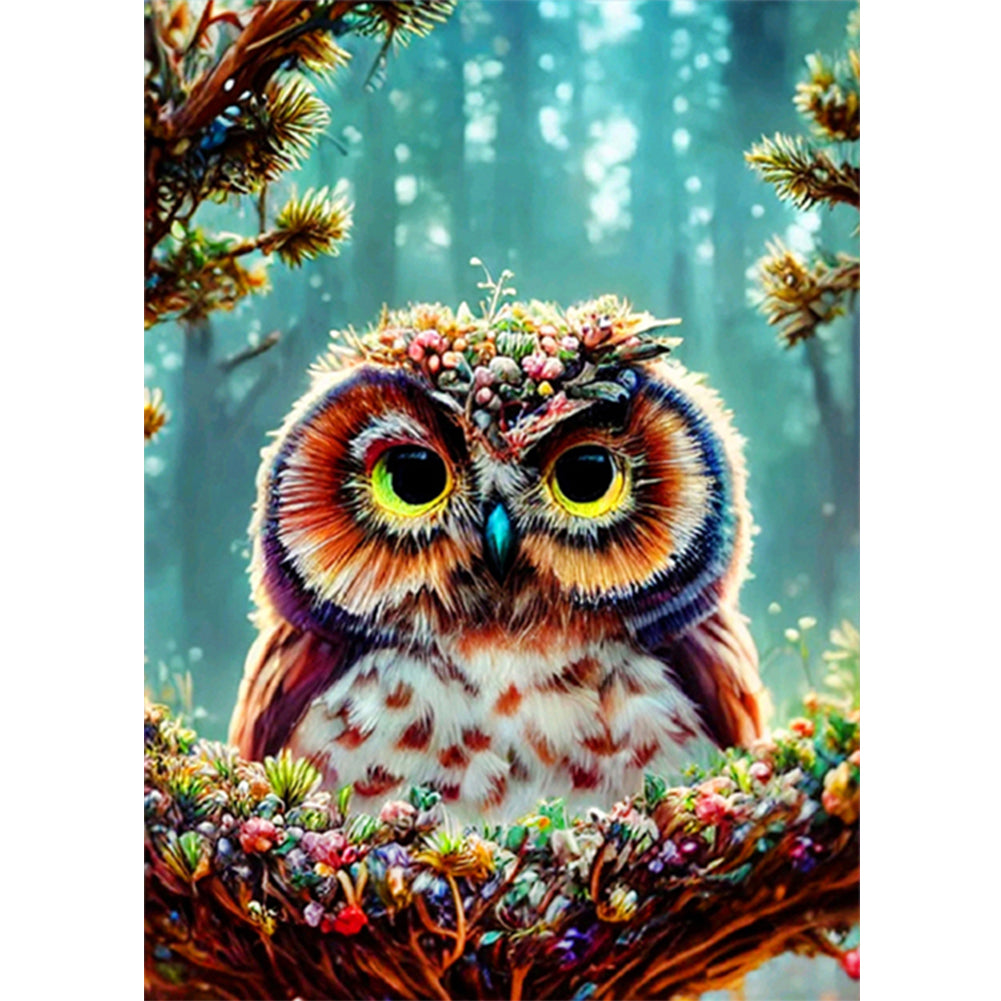Owl On Branch - Full Round Drill Diamond Painting 30*40CM