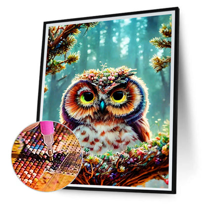 Owl On Branch - Full Round Drill Diamond Painting 30*40CM