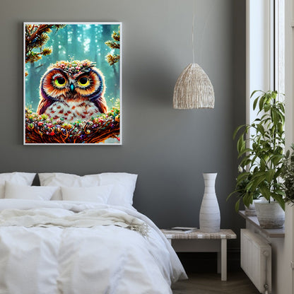 Owl On Branch - Full Round Drill Diamond Painting 30*40CM