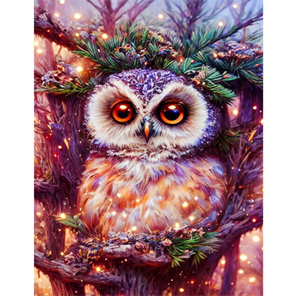 Owl On Branch - Full Round Drill Diamond Painting 30*40CM