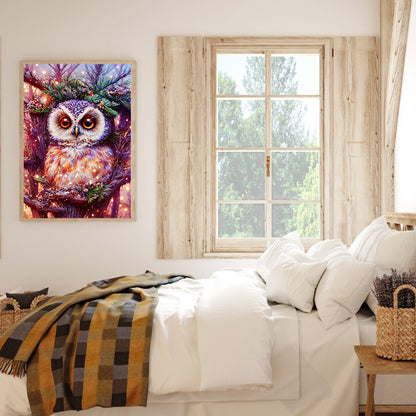Owl On Branch - Full Round Drill Diamond Painting 30*40CM