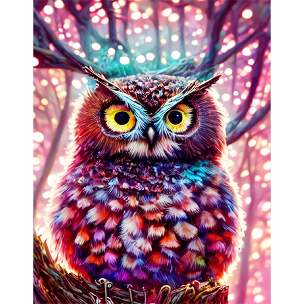 Owl On Branch - Full Round Drill Diamond Painting 30*40CM