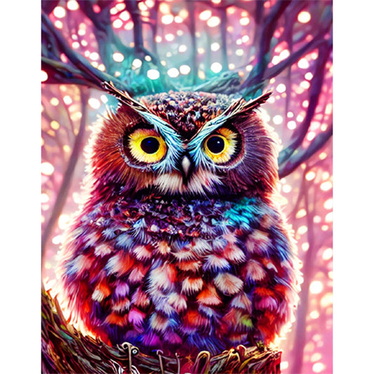 Owl On Branch - Full Round Drill Diamond Painting 30*40CM