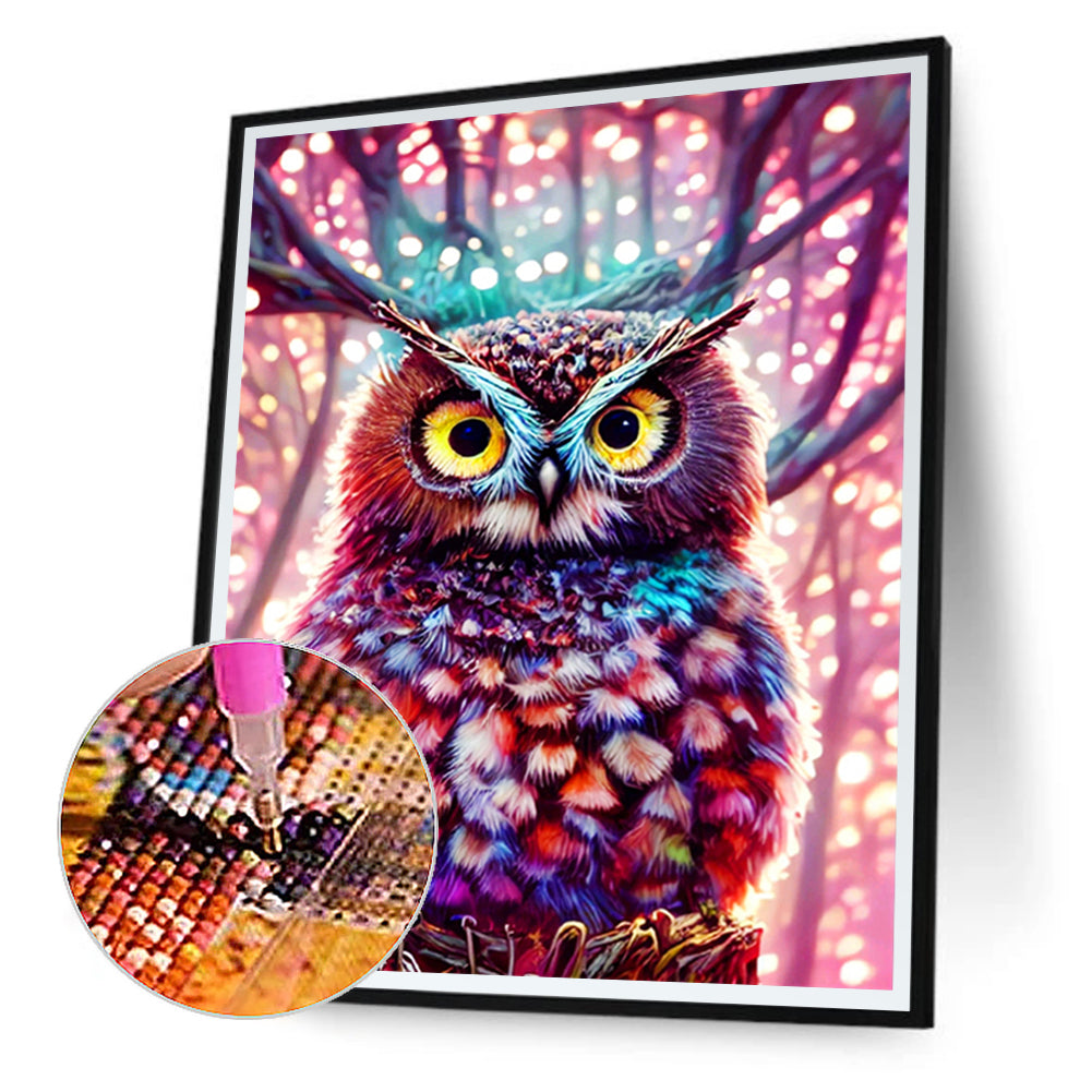 Owl On Branch - Full Round Drill Diamond Painting 30*40CM
