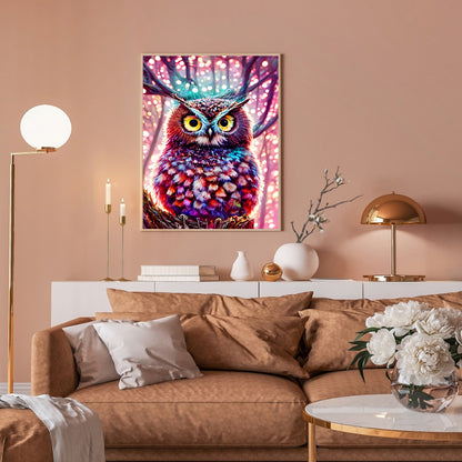 Owl On Branch - Full Round Drill Diamond Painting 30*40CM
