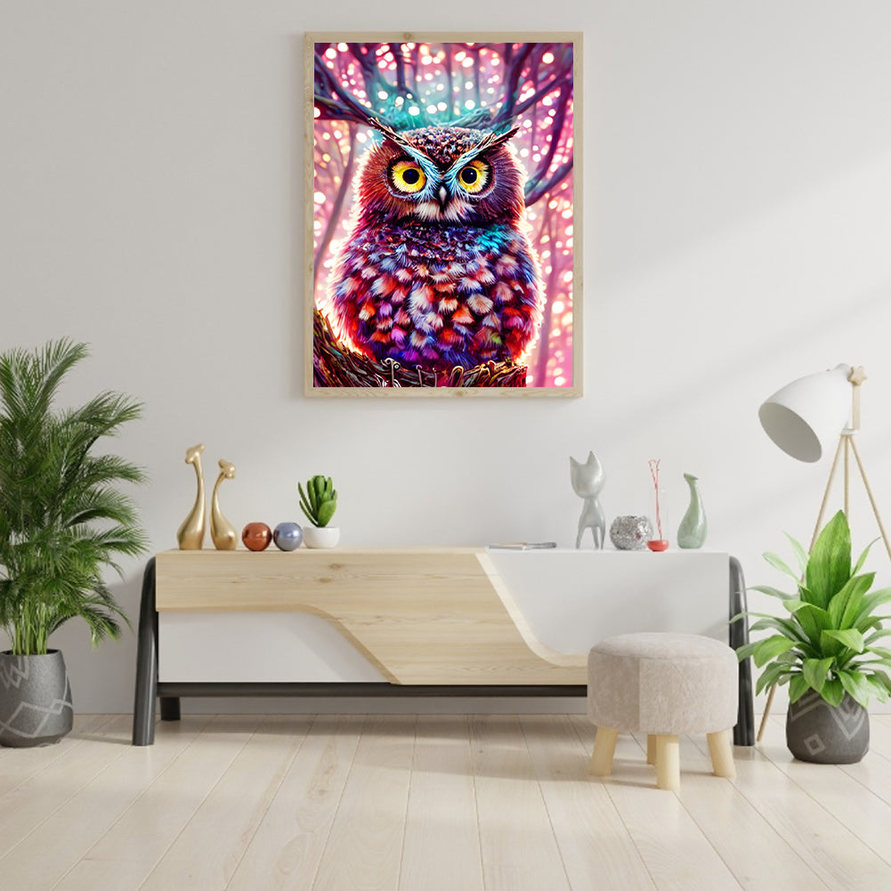 Owl On Branch - Full Round Drill Diamond Painting 30*40CM