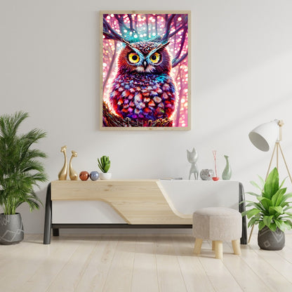 Owl On Branch - Full Round Drill Diamond Painting 30*40CM