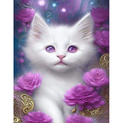 Fantasy White Cat - Full Round Drill Diamond Painting 30*40CM