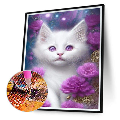 Fantasy White Cat - Full Round Drill Diamond Painting 30*40CM