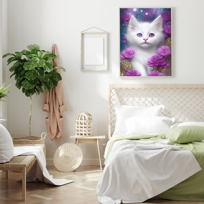 Fantasy White Cat - Full Round Drill Diamond Painting 30*40CM