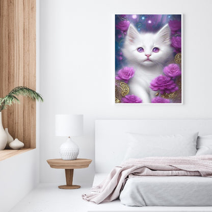 Fantasy White Cat - Full Round Drill Diamond Painting 30*40CM