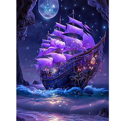 Dream Moon Ferry - Full Round Drill Diamond Painting 30*40CM