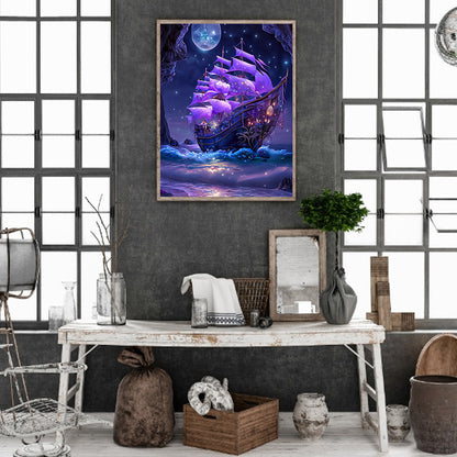 Dream Moon Ferry - Full Round Drill Diamond Painting 30*40CM