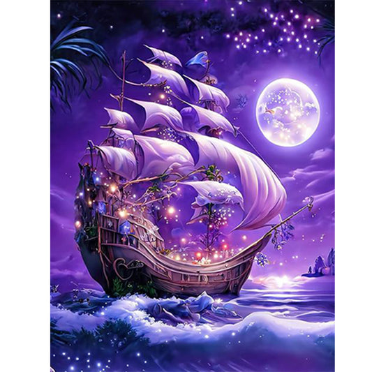 Dream Moon Ferry - Full Round Drill Diamond Painting 30*40CM