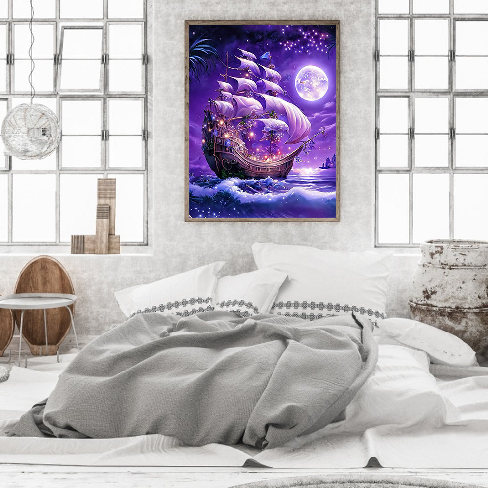 Dream Moon Ferry - Full Round Drill Diamond Painting 30*40CM