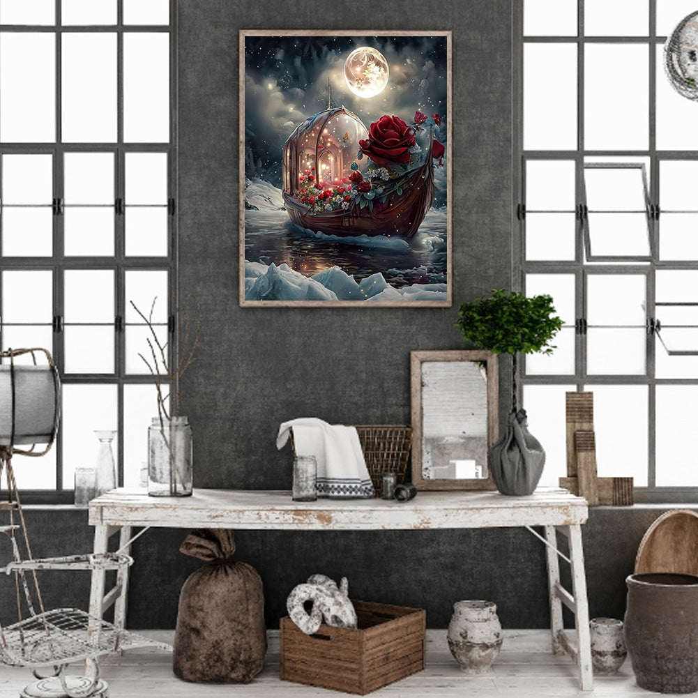 Dream Moon Ferry - Full Round Drill Diamond Painting 30*40CM