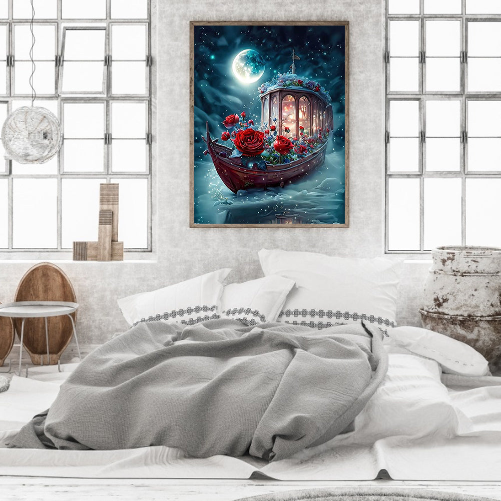 Dream Moon Ferry - Full Round Drill Diamond Painting 30*40CM