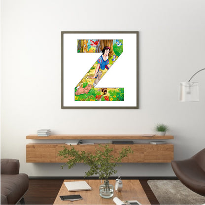 Snow White Letter Z - Full Round Drill Diamond Painting 30*30CM