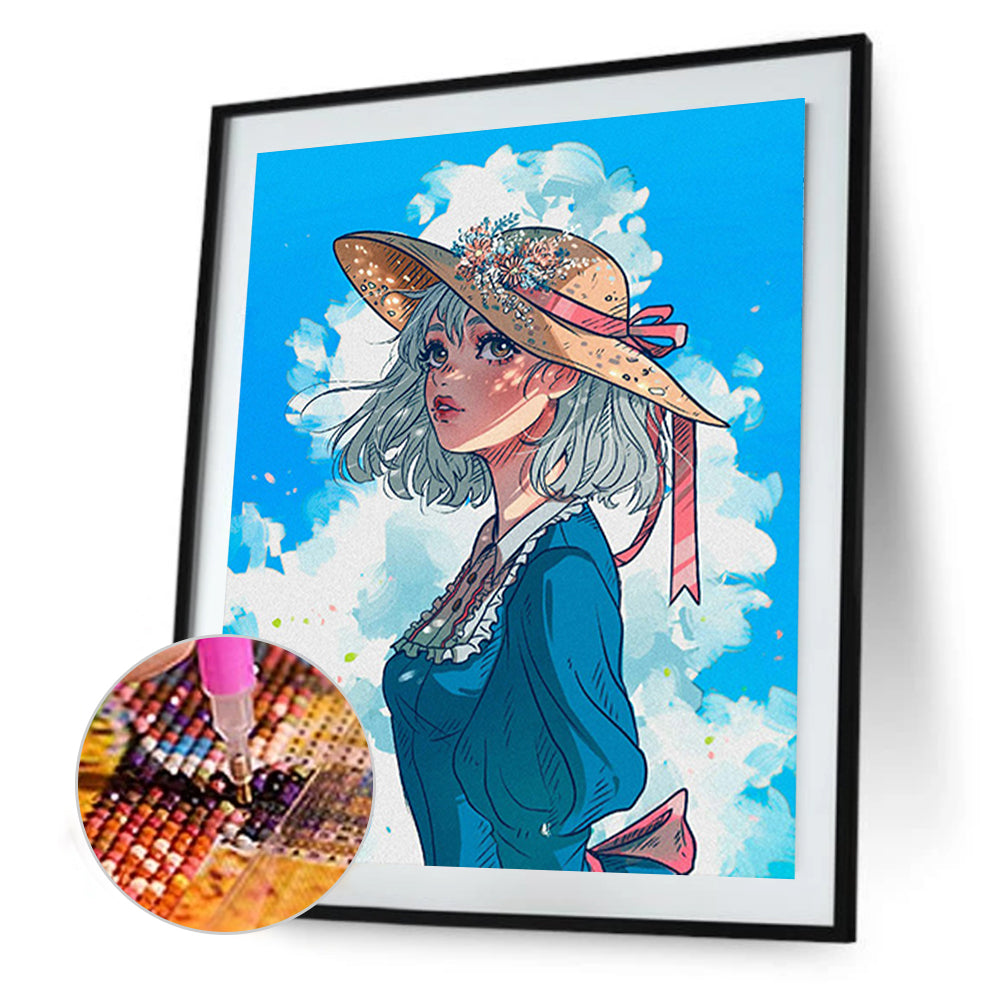 Hayao Miyazaki Manga Girl - Full Round Drill Diamond Painting 30*40CM