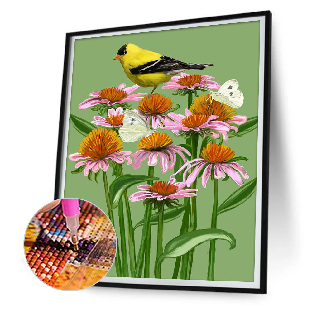 Echinacea Oriole - Full Round Drill Diamond Painting 30*40CM