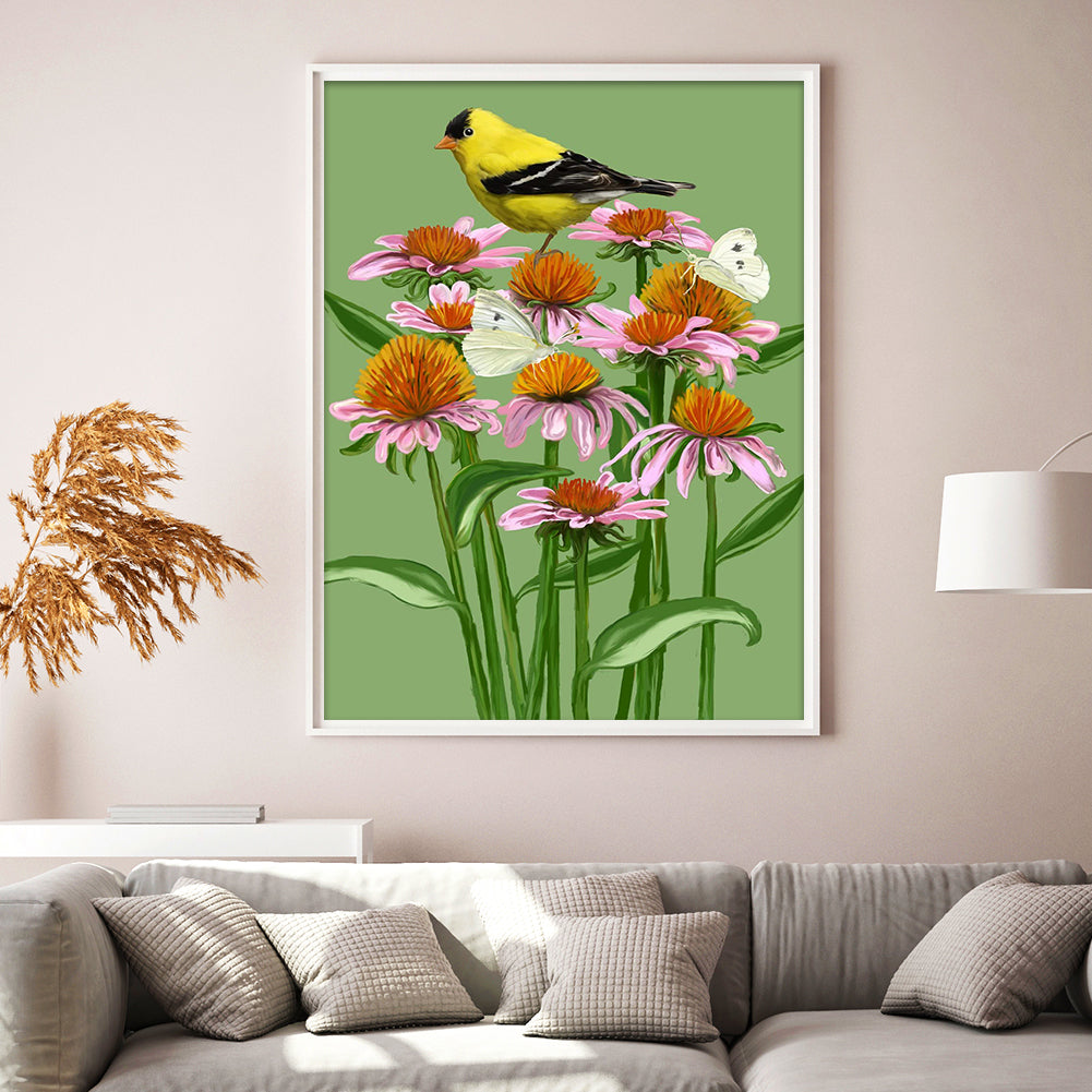 Echinacea Oriole - Full Round Drill Diamond Painting 30*40CM