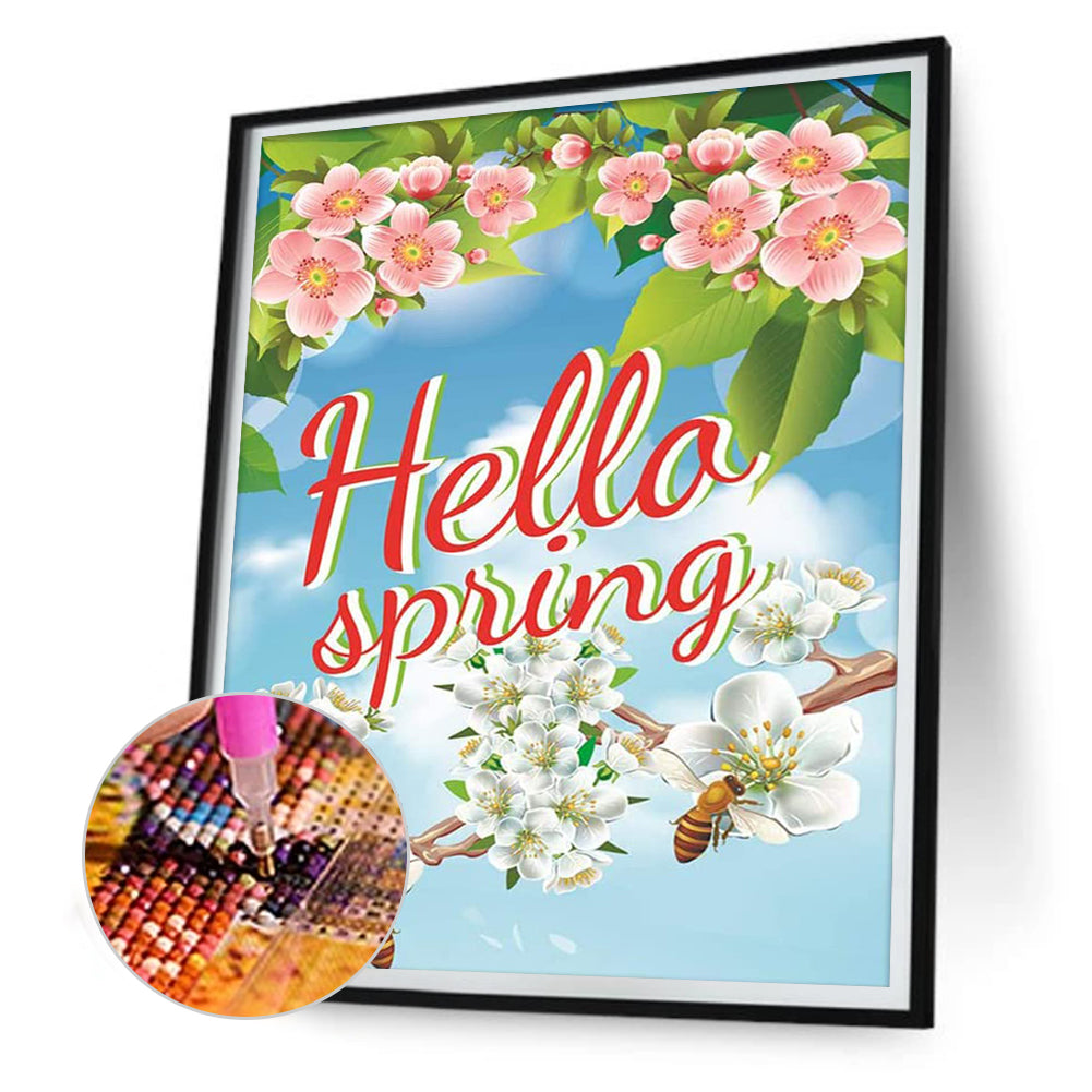 Hello Spring Sakura - Full Round Drill Diamond Painting 30*40CM