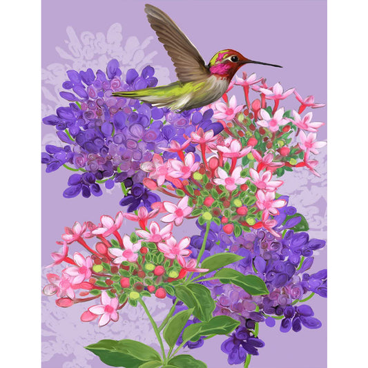 Hummingbird Lilac - Full Round Drill Diamond Painting 30*40CM