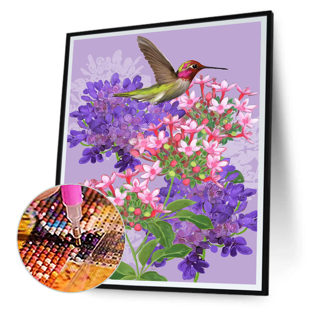 Hummingbird Lilac - Full Round Drill Diamond Painting 30*40CM