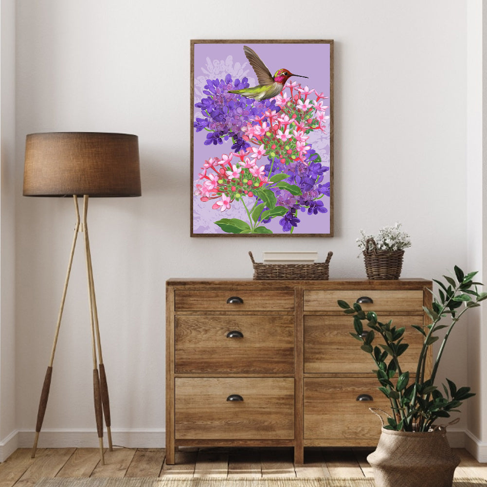 Hummingbird Lilac - Full Round Drill Diamond Painting 30*40CM