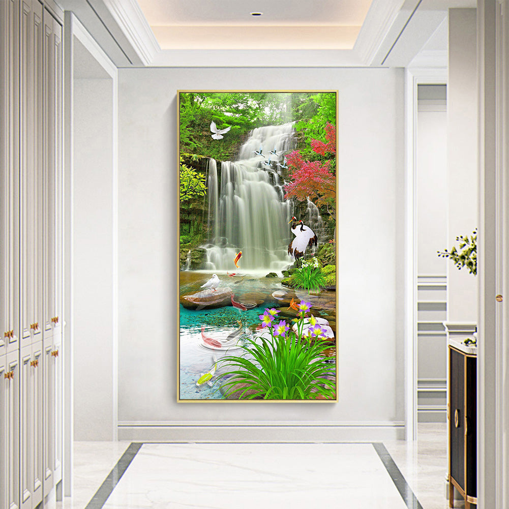 Forest Waterfall - Full Round Drill Diamond Painting 40*80CM