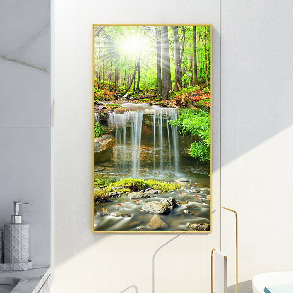 Forest Waterfall - Full Round Drill Diamond Painting 40*80CM