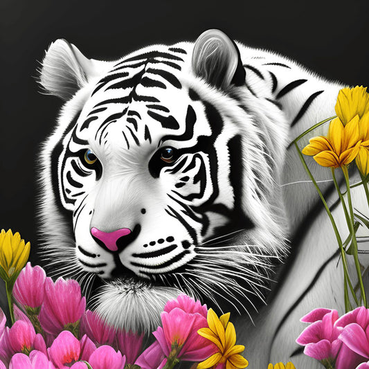 White Tiger - Full Round Drill Diamond Painting 30*30CM