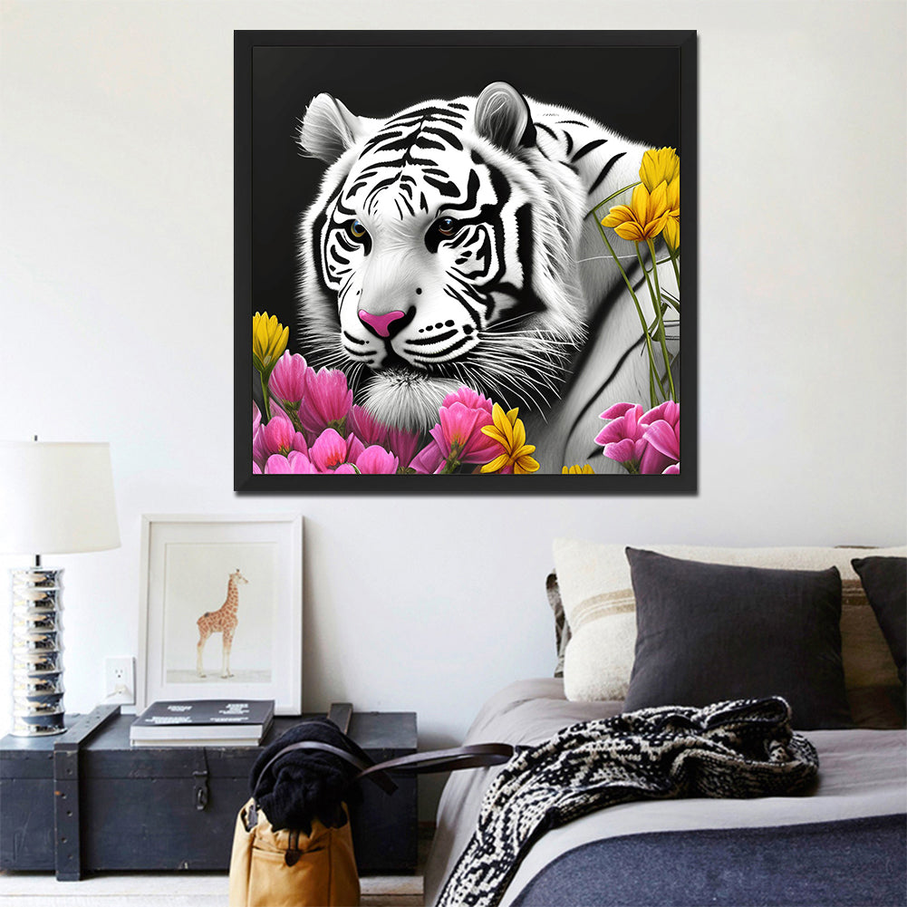 White Tiger - Full Round Drill Diamond Painting 30*30CM