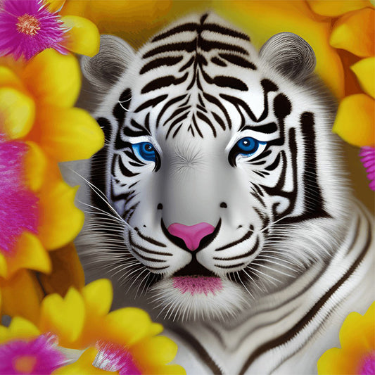 White Tiger - Full Round Drill Diamond Painting 30*30CM