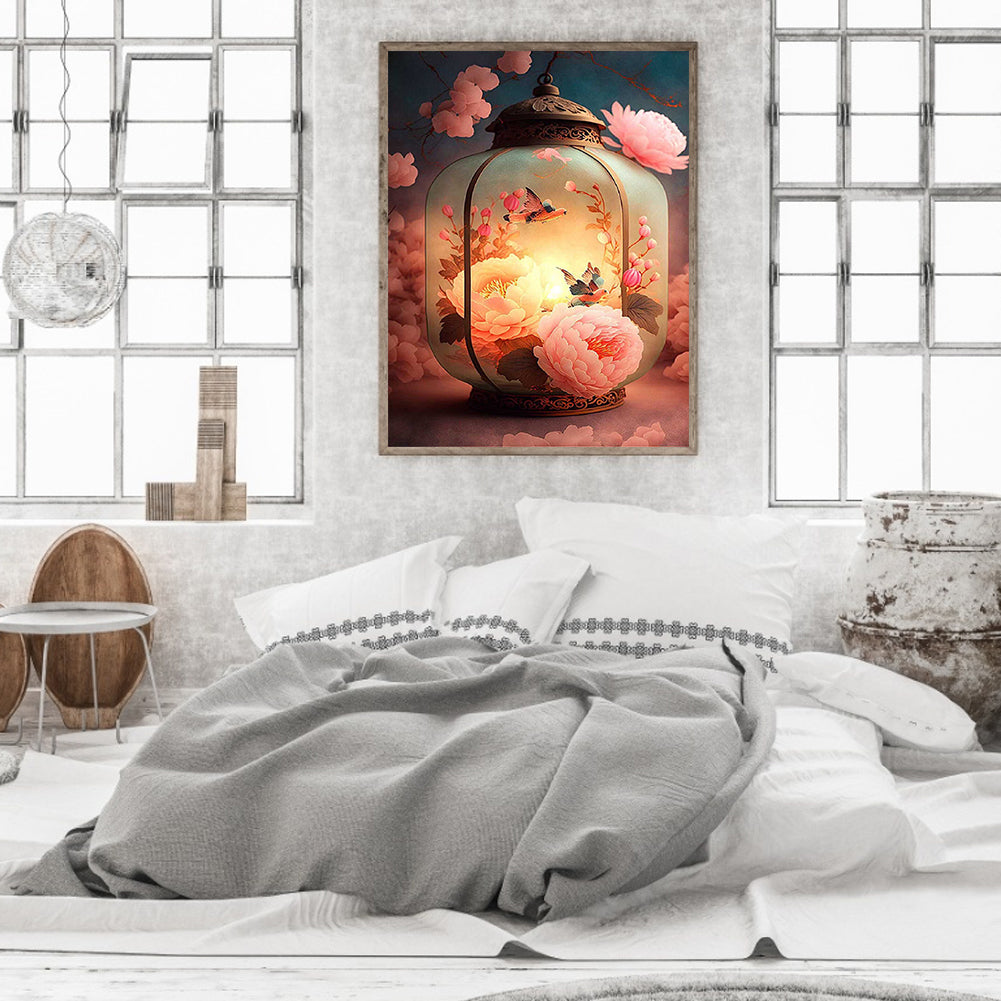 Flower And Bird Lantern - Full Round Drill Diamond Painting 30*40CM