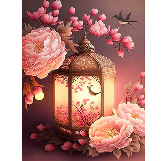 Flower And Bird Lantern - Full Round Drill Diamond Painting 30*40CM