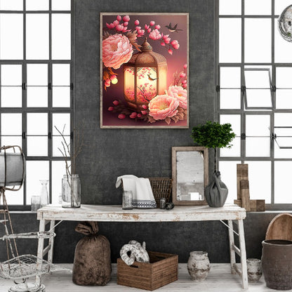Flower And Bird Lantern - Full Round Drill Diamond Painting 30*40CM