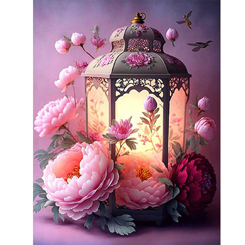 Flower And Bird Lantern - Full Round Drill Diamond Painting 30*40CM