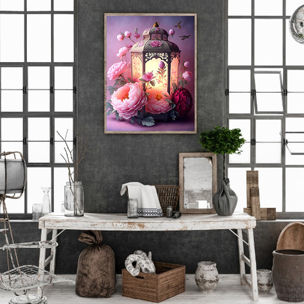 Flower And Bird Lantern - Full Round Drill Diamond Painting 30*40CM