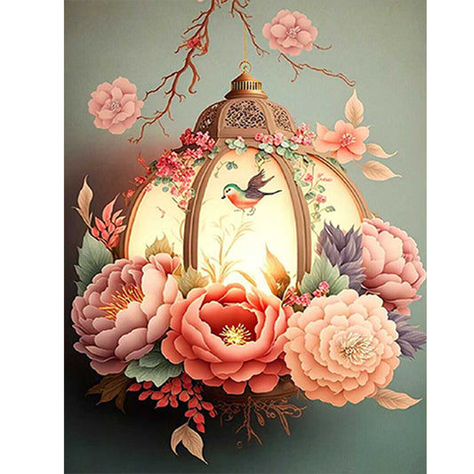 Flower And Bird Lantern - Full Round Drill Diamond Painting 30*40CM