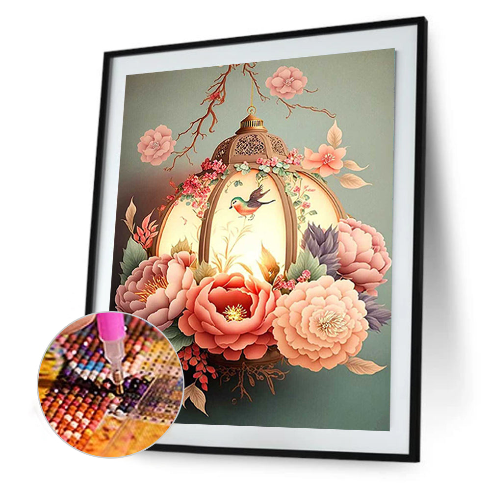 Flower And Bird Lantern - Full Round Drill Diamond Painting 30*40CM