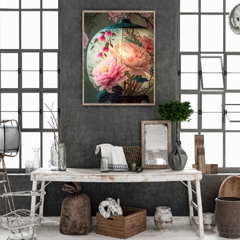 Flower And Bird Lantern - Full Round Drill Diamond Painting 30*40CM