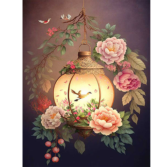 Flower And Bird Lantern - Full Round Drill Diamond Painting 30*40CM