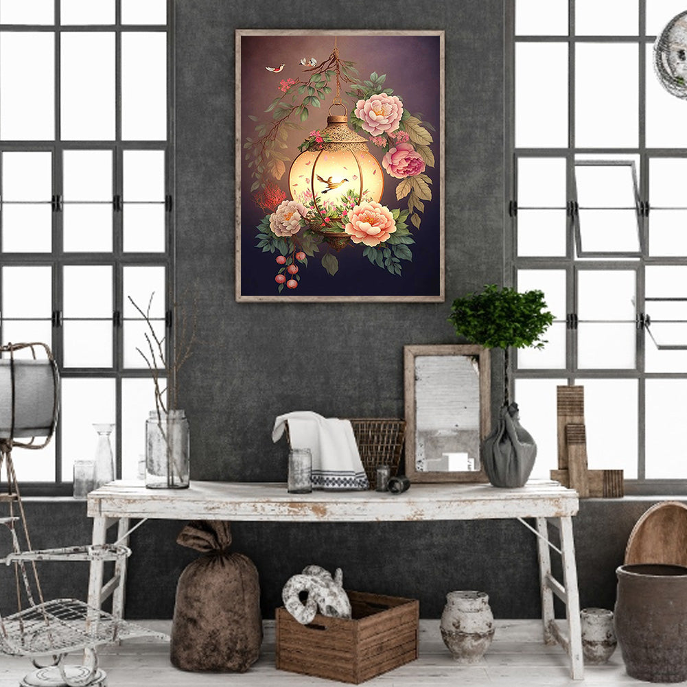 Flower And Bird Lantern - Full Round Drill Diamond Painting 30*40CM